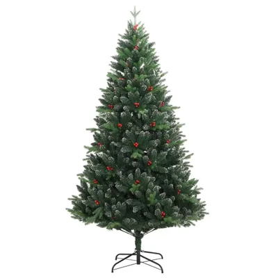 Immagine prodotto di vidaXL Albero di Natale artificiale pieghevole con bacche rosse 210 cm