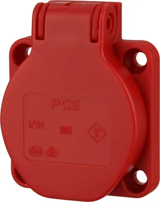 Produktbild von Einbausteckdose IP54 mit Klappdeckel - rot