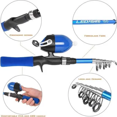 Produktbild von Famanu Kinderangelset 150 cm - Tragbare Teleskoprute mit Rolle und Zubehör
