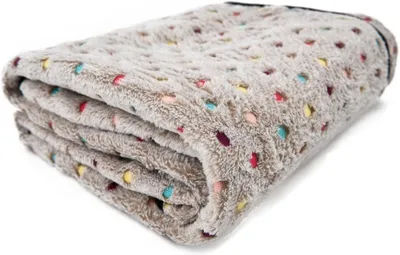 Produktbild von Weiche kuschelige Velours-Hunde- und Katzendecke, maschinenwaschbar, beige (Größe M: 104 x 78 cm)