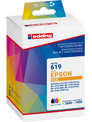 Produktbild von edding Tintenpatrone 18-619-01 wie Epson 35XL sw/c/m/y 4St