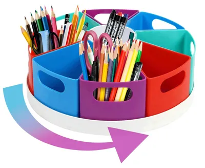 Produktbild von Drehbarer Stiftehalter-Schreibtischorganizer mit 9 Fächern, großer Schreibtischorganizer für Bürobedarf, Schulbedarf und Bastelbedarf.