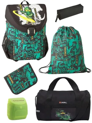 Produktbild von Lego Ninjago Schulranzen Set EASY GREEN Ninja Schultasche 6-teilig mit Federmappe und Sporttasche