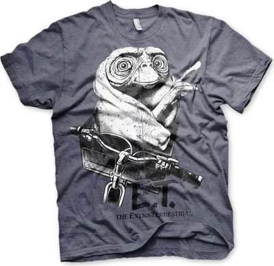Imagen del producto de Camiseta desgastada con estampado de "E.T." - Talla M - Azul marino y gris