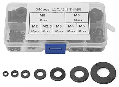 Produktbild von Nylon Dichtungsring Set - 350 Stück - M2-M8 - Schwarz