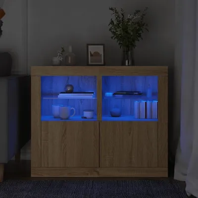 Zdjęcie produktu dla Maison Exclusive – szafki pomocnicze z oświetleniem LED, 2 szt. Dąb Sonoma