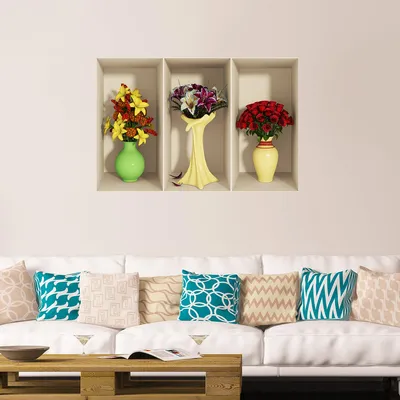 Image de Autocollants à effet 3D avec des lys et des roses, 60 x 90 cm