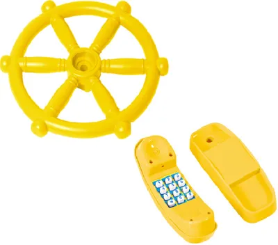 Produktbild von Wippchen-Shop Spielturmzubehör 2 in1 SET Telefon+ Schiffrad Spielhaus Spielturm Gelb