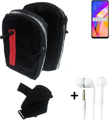 Produktbild von K-S-Trade Outdoor Gürteltasche Holster Umhängetasche + Kopfhörer kompatibel mit Oppo A94 5G schwarz Handy Tasche Case travelbag Schutzhülle