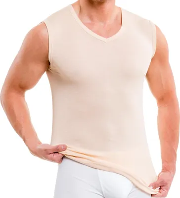 Herren Muskelshirt aus Baumwolle mit V-Ausschnitt cream (hautfarben)