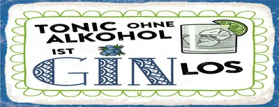 Produktbild von vianmo Holzschild 10x27 cm Tonic ohne ist Gin los