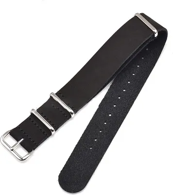 Produktbild von INF Schwarzes Lederarmband mit silberner Schnalle 20 mm