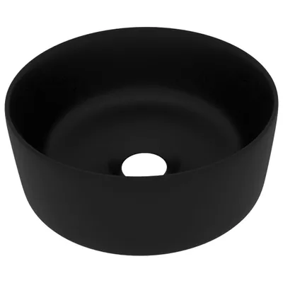 Image de vidaXL Lavabo de luxe Rond Mat Noir 40x15 cm Céramique