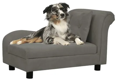 Image de Panier pour chien - Canapé pour animaux de compagnie - Lit pour animaux - Panier pour chat - Gris foncé - Structure en bois robuste