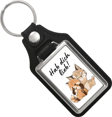 Produktbild von Luchs und Panda Schlüsselanhänger mit Kunstleder-Anhänger mit Spruch Hab dich