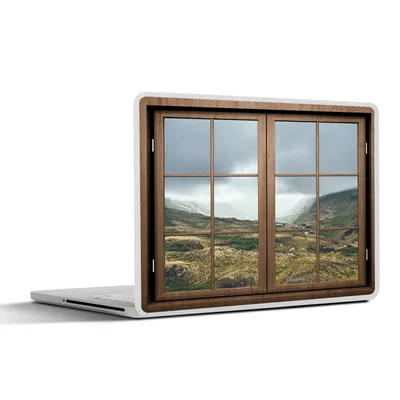 Produktbild von MuchoWow® Laptop Aufkleber Sticker Cover Durchblick - Wolken - Berge 36.5x27.5 cm - Laptop-Sticker