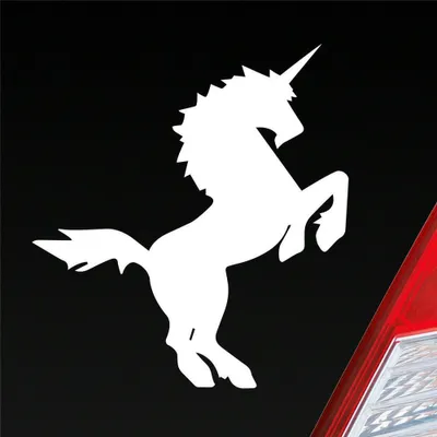 Produktbild von Auto Aufkleber Einhorn Last Unicorn Pferd Pony 10x11 cm Weiss Glanz Sticker Heckscheibenaufkleber