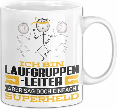 Produktbild von Laufgruppenleiter Geschenk Tasse Ich Bin Laufgruppenleiter Aber Sag Doch Einfach Superheld Lustige Geschenkdiee für Laufgruppenleiter Kaffee-Becher (Weiß)