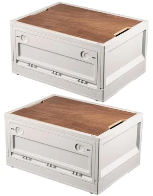 Productafbeelding van Opbergbox - Stapelbaar - 2 x 38 L - Met deksel en 4 wielen - Wit