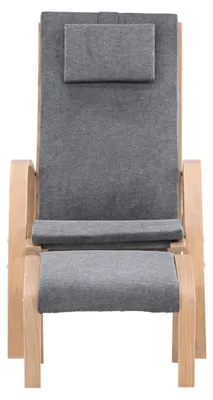 Image de Grötö fauteuil avec repose-pieds gris foncé.