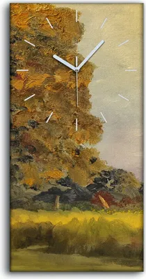 Produktbild von Dekor Leinwand Uhr Wandbilder 30x60 Malerei Wald Bäume Himmel Wolken Natur - weiße Hände