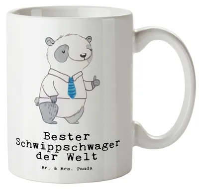 Produktbild von Mr. & Mrs. Panda Keramiktasse Panda Bester Schwippschwager der Welt - Weiß - Geschenk, Schwibschwager, Verwandtschaft, Schwipschwager, jumbotasse, Schwager, Teebecher