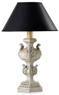 Produktbild von Casa Padrino Luxus Barock Tischleuchte Antik Grau / Schwarz Ø 18 x H. 46,5 cm - Prunkvolle Barockstil Schreibtischleuchte mit rundem Lampenschirm - Luxus Qualität - Italy
