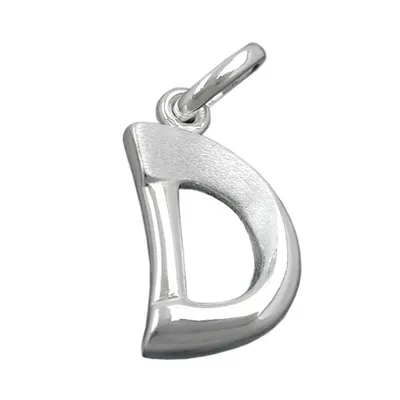 Produktbild von Anhänger 15x9mm Buchstabe D teilmattiert glänzend Silber 925 silber 15x9mm