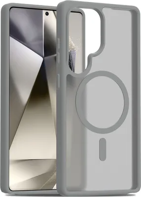 Image de Etui magnétique pour Samsung Galaxy S24 Ultra, compatible MagSafe, dos translucide mat, résistant aux chocs Gris