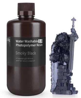 Produktbild von ELEGOO Upgraded 405nm Wasser Waschbares Resin 2.0, Smoky Schwarz 1000g – Smoky Schwarz 2.0