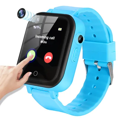 Image de montre intelligente 4G pour enfants avec GPS WiFi SOS Appel vidéo pour enfants de 3 à 12 ans Cadeaux d'anniversaire pour étudiants, bleu