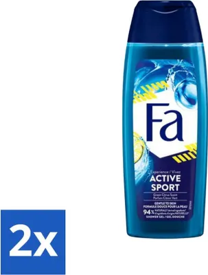 Obrázok produktu pre Fa Men - Sprchový gél - Active Sport - Osviežujúci - Zelený citrus - 250 ml - Hodnotné balenie - 2 kusy