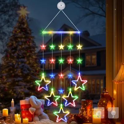 Weihnachtslichterkette mit Sternen, 87x26 cm, 44 LEDs, Timer, 8 Modi
