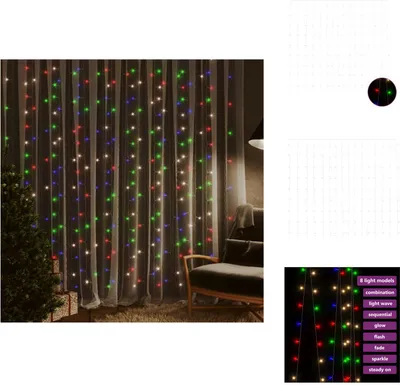 Obrázok produktu pre vidaXL LED svetelný záves 3x3 m 300 LED farebných 8 funkcií - Vianočné osvetlenie