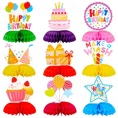 9-teiliges buntes Happy-Birthday-Tischdeko-Set für Feiern
