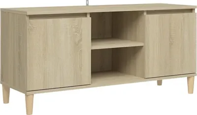 Zdjęcie produktu dla vidaXL Szafka pod TV z nogami z litego drewna dąb sonoma 103,5x35x50 cm