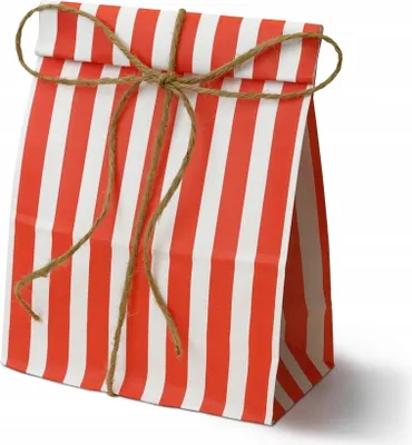Produktbild von Rote & Weiße Papiertüten 16×8×27 cm – Umweltfreundliche Geschenk- & Popcorn-Tüten, 100 Stück