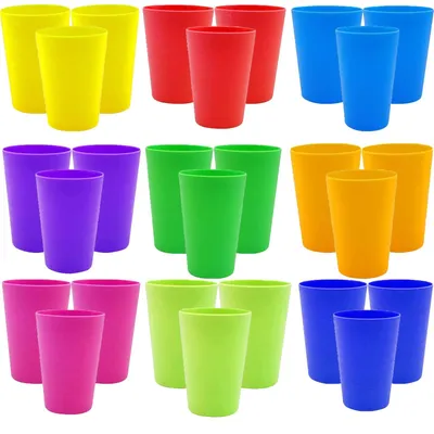 Produktbild von Set mit 27 wiederverwendbaren, bunten Plastikbechern