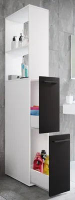 Produktbild von VCM Holz Badezimmerschrank | Badmöbel | Nischenschrank | Raumteiler mit zwei Schubladen | Hochschrank | Maße ca. H. 183 x B. 25 x T. 50 cm - Sadilo XL