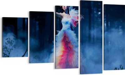 Produktbild von Bild auf Leinwand - Leinwandbild - Frau Geheimnis Nacht Wald - 100x60cm - Wand Bild - Wanddeko - Leinwanddruck - Bilder - Kunstdruck - Wanddekoration - Leinwand bilder - Wandkunst - EG100x60-2583