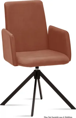 Produktbild von Armlehnstuhl drehbar (6er-Set) Deasia 52x92x60 Schwarz/Cognac