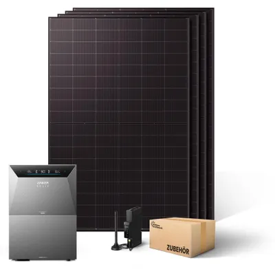 Produktbild von Kleines Kraftwerk 2000W Balkonkraftwerk ohne Halterung (bifazial) inkl. Anker Solarbank 4 + Zusatzbatterie – 0% MwSt – Solaranlage mit Speicher