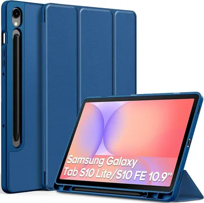 Image de EasyAcc Samsung Galaxy Tab S9 FE 10.9 Housse de protection, Slim Cuir synthétique, fonction stand, bleu mer
