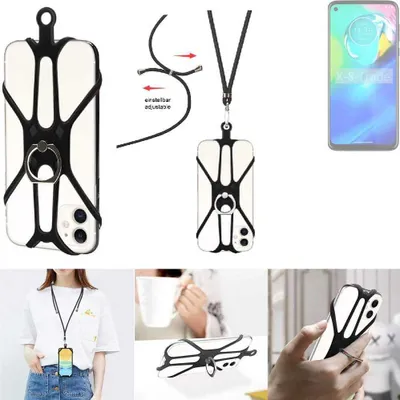 Produktbild von K-S-Trade 3in1 Handykette Handyband Handykordel Halsband Smartphone-Ring Handy-Ring kompatibel mit Motorola Moto G Power 5G Fingerhalterung Handyring