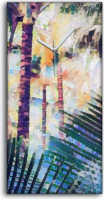 Produktbild von Wandkunst Leinwand Bild Uhr 30x60 Malerei Abstrakte Dschungel Bäume Blätter - weiße Hände
