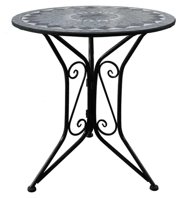Produktbild von Gartentisch Metall Schwarz Schieferoptik