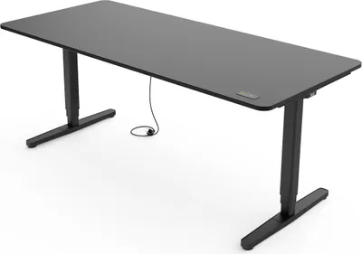 Produktbild von Yaasa Desk Pro Höhenverstellbarer Schreibtisch Elektrisch 200 x 80 cm, Dunkelgrau/Schwarz – Touch Handschalter – 9 Speicherfunktionen – Höhenanzeige