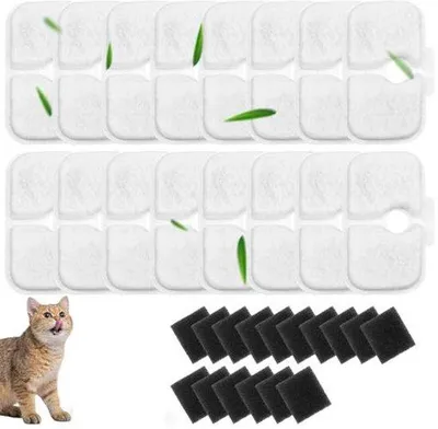 Produktbild von Kattendrinkfonteinen 16-teilig, schuimfiltersponzen, geschikt voor kattenvoerfonteinen