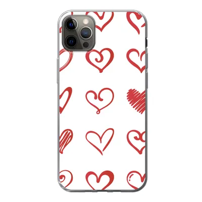 Produktbild von MuchoWow® Handyhülle Schutzhülle Hülle für iPhone 12 Pro Max Eine Illustration mit Herzen in verschiedenen Formen Silikon Softcase Handy Hülle - Hartschale