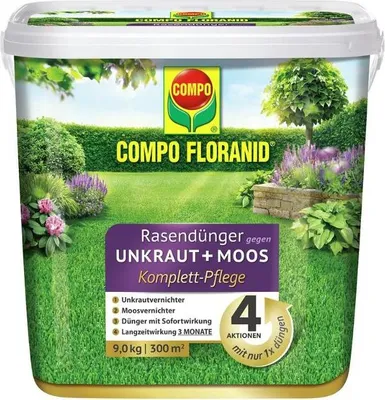 Zdjęcie produktu dla COMPO FLORANID® nawóz do trawników przeciw chwastom + mech kompletna pielęgnacja - 9 kg na 300 m²